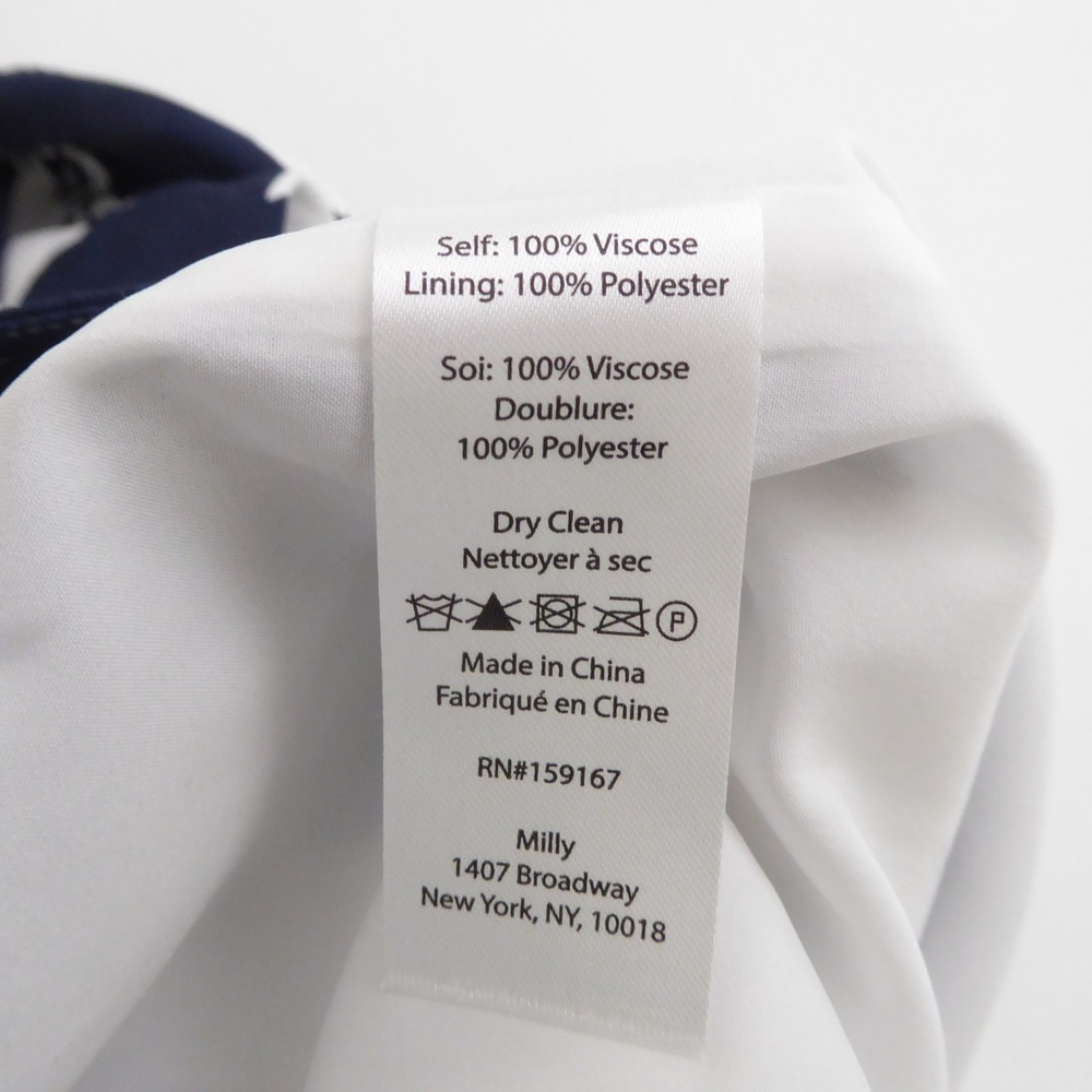 Milly Womens Nash Wide Leg Pants Navy White Floral Viscose Size 0 - Picture 9 of 10